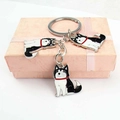 Cartoon husky dog enamel keychain set with pink gift box for dog lovers - Black Husky / 10cm
