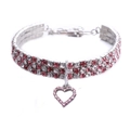 Verstelbare halsband met strass-hart en drie rijen rode en witte kristallen voor honden en katten - M23.5+5CM / Roze Wit Hart
