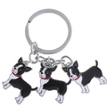 Cartoon Boston Terrier enamel keychain with black and white metal dog pendants - Black Chihuahua / 10cm