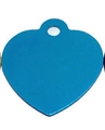 Blue heart-shaped aluminum pet ID tag with single hole for laser engraving - Heart Lake Blue