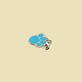 Pendentif en métal argenté avec empreinte de patte bleue et fermoir mousqueton - 33*25mm / Bleu Or