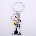 Portachiavi Border Collie in metallo con ciondolo I Heart Dogs e campanellini d'oro - Border Collie (Border Collie idog)