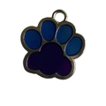 Dog paw shaped pet ID tag with blue and purple enamel inlay and metal split ring - Blue Oil / 25*27mm