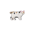 Broche chat calicot mignonne en émail blanc avec taches noires et orange en alliage - Chat Bobtail