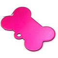 Rose pink bone-shaped aluminum pet ID tag with a smooth matte finish and hanging hole - Bone Style / 3825 / Rose Red