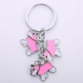 Zinc alloy Schnauzer dog keychain with three pink and white enamel pendants for bags - Pink Cluster
