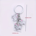French Bulldog keychain details showing size measurements and three cute enamel dog pendants - White Charms Set