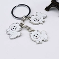 Creative silver keychain featuring three cute white enamel puppy pendants for bags - 12cm / White Charms Set