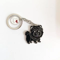 Cute black Chow Chow dog enamel keychain with I Love Dogs tag on a white background - 12cm / Black Poodle And Heart Tag