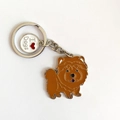 Cute brown Chow Chow enamel dog keychain with an 'I Love Dogs' tag charm pendant - 12cm / Brown Dog and Heart