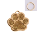 Custom gold dog paw pet ID tag with sparkling glitter finish and split ring attachment - 30-30mm / Gold