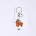 Niedlicher Französische Bulldogge Metall-Schlüsselanhänger mit orangem Emaille - Braune Bulldogge Mit Herzanhänger