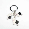Silver dog backpack keychain with three black and white Old English Sheepdog charms - Old English Sheepdog Charm