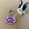 Targhetta identificativa per gatti in lega di zinco rosa con motivo a lisca - 23*28mm / Rosa