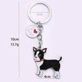 Zilveren Chihuahua sleutelhanger met I Love Dogs label en emaille afwerking 10cm - 10cm / Zwarte Poedel en Hart Hanger