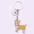 Chihuahua metalen sleutelhanger met emaille hond en I Love Dogs gegraveerde tag - Grote Gele Hond met Hart