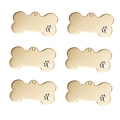 6er-Pack goldene Hundemarken in Knochenform aus Edelstahl mit Pfotenabdruck-Ausschnitt - 40*20*1mm / Gold