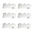 Set mit sechs knochenförmigen Haustiermarken aus Edelstahl mit Pfotenabdruck-Design - 40*20*1mm / Stahlfarbe
