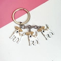 Cartoon Jack Russell terrier dog metal keychain with white and brown charms - Jack Russell Terrier