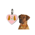 Placa para perro en forma de corazón rosa con retrato detallado en un collar - 30MM / Rosa