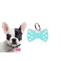 Polka dot bowtie pet ID tag for dogs and cats in blue and pink enamel finish - 30MM / Cyan