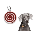 Médaillon d'identité pour chien motif spirale rouge et blanc avec photo de l'animal - 30mm / Bordeaux
