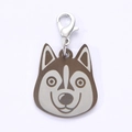 Husky dog tag pendant made of stainless steel with silver lobster clasp and brown accent - Husky Style / 25mm