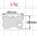 Colgante hueso hueco plata para perro 28mm de ancho con huella y dimensiones - Hueso de Pata Hueco (28*18) / Color Acero