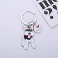 Cartoon Schnauzer dog keychain with colorful enamel and I Heart Dogs metal tag - 45mm / Black and White