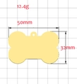 50x32mm gold hollow bone shaped stainless steel pet tag pendant for collar engraving - Plain Bone (50*32) / Gold