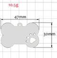 Steel hollow bone pet tag with paw print design and size measurements 47mm by 30mm - Hollow Paw Bone (47*30) / Steel