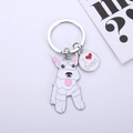 Cartoon Schnauzer metal keychain with white puppy charm and I Love Dogs round tag - New White Schnauzer