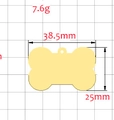 Golden bone-shaped stainless steel pet tag measuring 38.5mm by 25mm weighing 7.6g - Plain Bone (38*25) / Gold