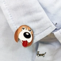Cartoon Beagle dog enamel brooch made of zinc alloy on a light blue checkered shirt - Beagle