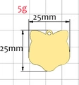 Golden cat head shaped stainless steel pet ID tag with 25mm dimensions and 5g weight - Cat Head (25mm) / Gold