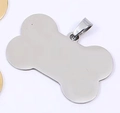Polished silver bone-shaped stainless steel pet ID tag with durable metal ring - Plain Bone (40*20) / Steel