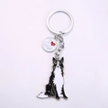 Border-Collie-Schlüsselanhänger aus Emaille mit silbernem Ring und Hunde-Charm - Border Collie (5636890192297)