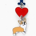 Portachiavi per animali con cuore rosso e ciondolo Corgi in smalto lucido e liscio - Stile Corgi Giallo