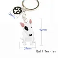 Bullterrier Schlüsselanhänger aus Metall mit Pfoten-Anhänger und 42mm Größenangaben - Bullterrier