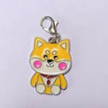 Cartoon Shiba Inu pet pendant keychain in orange and white metal with lobster clasp - Cartoon Akita (5862889527000)