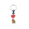Portachiavi Golden Retriever con cuore rosso, lettera I blu e ciondolo di cane - Stile Teddy