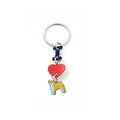 Portachiavi Shiba Inu in metallo stile americano con lettera I blu e ciondolo cuore - Stile Akita