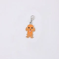 Cartoon poodle dog pendant keychain with orange enamel finish and silver lobster clasp - Small Teddy (5900759849984)