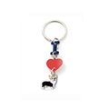 Portachiavi dorato con lettera I, cuore rosso e ciondolo cane Corgi cartone - Stile Corgi Nero