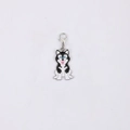 Cartoon husky puppy keychain charm in black and white finish with silver lobster clasp - Small Husky (5900759849985)