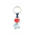 Portachiavi cane Golden Retriever in metallo con cuore rosso e ciondolo smaltato blu - Stile Samoiedo