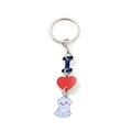 Portachiavi in metallo stile americano con cuore e ciondolo a forma di cane - Stile Bichon Frisé