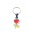 Portachiavi in smalto con lettera I blu, cuore rosso e silhouette di cane Golden Retriever - Stile Golden Retriever