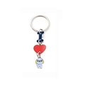 Portachiavi creativo I Love Dog con lettera I blu, cuore rosso e ciondolo cucciolo - Stile Shih Tzu