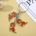 Metal dachshund dog keychain with three brown enamel pendants on a silver alloy ring - Three Pieces (Brown Dachshund Set) / Brown Dachshund Set